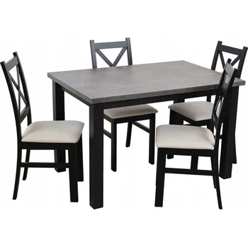 Jídelní set Kuchyňský set stůl 120x80 se 4 židlemi do jídelny M005-4 Černá/Beton