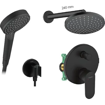 Vodovodní baterie Hansgrohe set 20 - Sprchový systém pod omítku s pákovou baterií, komplet, černá matná