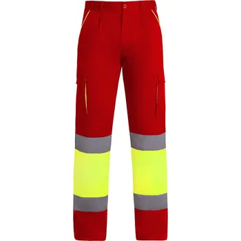 Pánské kalhoty ROLY Pánské pracovní kalhoty Enix Velikost: 56, Barva: sytě červená/svítivě žlutá (601221)