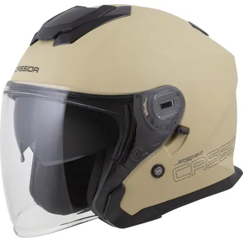 Helma na motorku Přilba Jet Tech 2.0 Solid, CASSIDA (písková matná/černá/šedá) 2026 (Velikost: XS (53 až 54 cm))