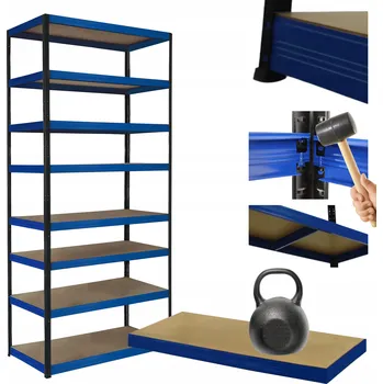 Dílenský regál Kovový regál skladový stojan HELIOS 270x100x45cm 8 polic x 175kg, ROBUSTNÍ