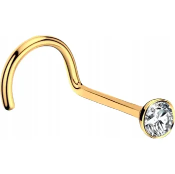 Náušnice Titanový, zlatý piercing do nosu s kubickou zirkonií. Pigmej Nostril Velikost: 0,8/6/2