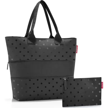 Sada kabelka a taštička na zip Reisenthel Shopper e1 set Glossy dots black