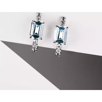 Náušnice Auralis Blue - stříbrné náušnice s bílými a modrými zirkony