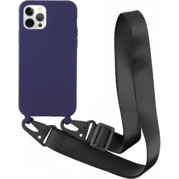 Matný kryt s nastavitelným popruhem pro iPhone 12 Pro Max - tmavě modrý