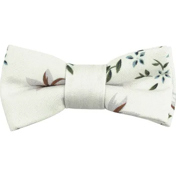 Motýlek Smetanový MINI dětský motýlek s modro hnědými květy