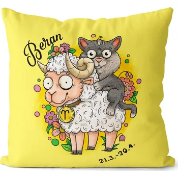 Dekorativní polštářek Polštář 40 x 40 cm Kočičí znamení - Beran
