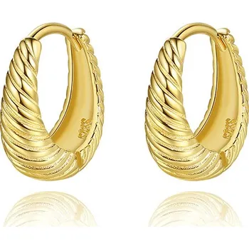 Náušnice Pozlacené stříbrné náušnice kroužky se strukturou - Meucci SYE176