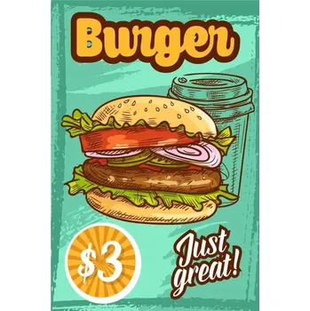 Obraz Cedule Restaurant Menu 3 - Burger