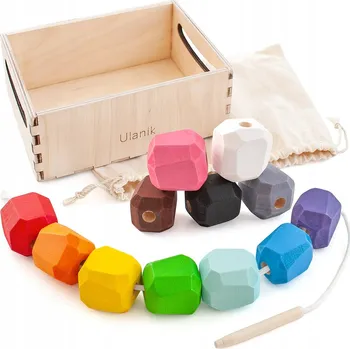 Dřevěná hračka Montessori vzdělávací hra - lacing"Stones"