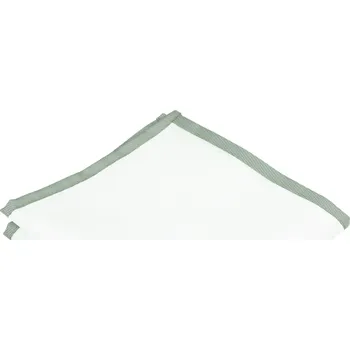 Látkový kapesník Bílý pánský kapesníček do saka se šalvějově zeleným (sage green) lemem