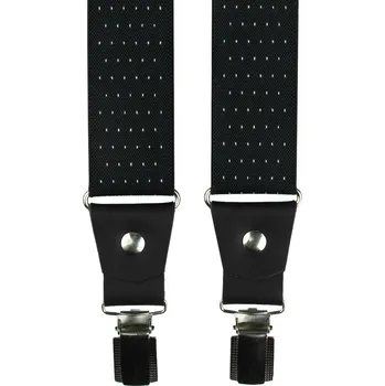 Kšandy Černé pánské široké kšandy s puntíky a pravou černou kůží