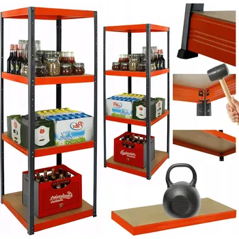 Dílenský regál Kovový regál do skladu, garáže, stojan HELIOS 180x45x45 cm, 4 police, nosnost 175 kg/police