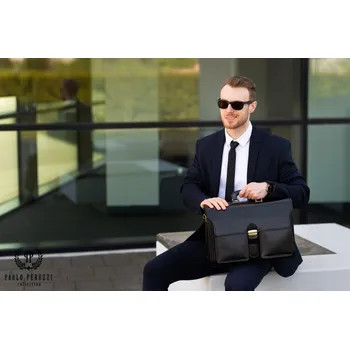Pánská aktovka Pánská kožená aktovka černá Paolo Peruzzi