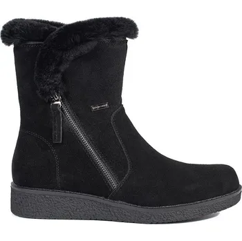 Dámské kozačky Zateplené černé kotníkové kozačky z nubukové kůže