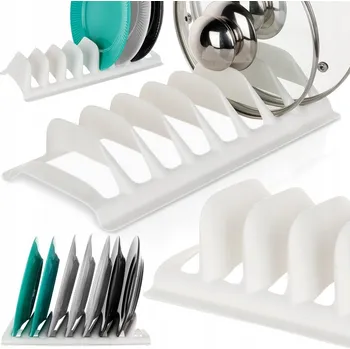 Příborník do zásuvky Stojan / Organizér do kuchyně na poklice a talíře - bílý, do zásuvky nebo skříňky