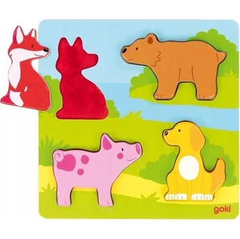 Dřevěná hračka DŘEVĚNÉ PUZZLE ZVÍŘÁTKA DOTKNI SE A POZNEJ