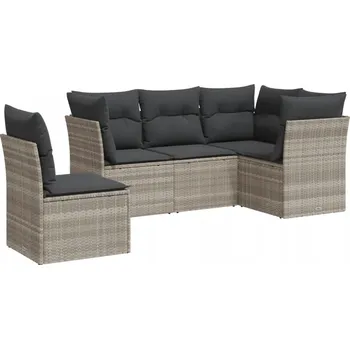 VidaXL 5dílná zahradní souprava s polštáře, světle šedý PE ratan