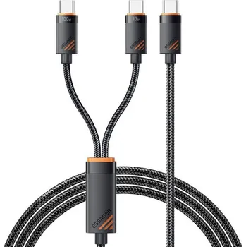 ESSAGER 2v1 univerzální opletený nabíjecí a datový kabel - USB-C na USB-C / USB-C - 1,2 m - černý