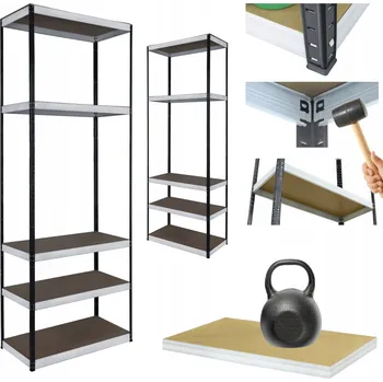 Dílenský regál Kovový regál skladový stojan HELIOS 196x50x50cm 5 polic x 175kg POLSKÝ ODOLNÝ