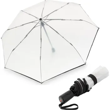 Deštník KNIRPS A.200 MEDIUM Transparent Black - elegantní dámský plnoautomatický deštník