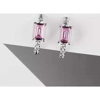 Náušnice Auralis Pink - stříbrné náušnice s bílými a růžovými zirkony