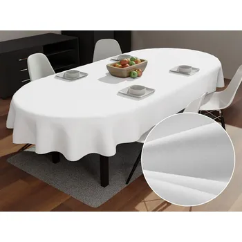ubrus Velký bavlněný oválný ubrus MONI MO-042 Bílý 160x220 cm