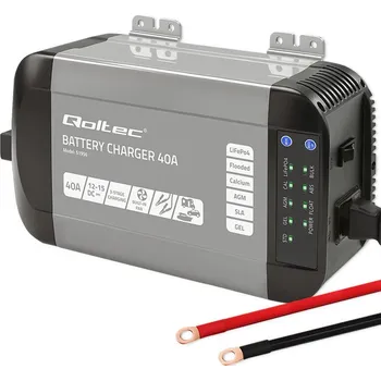 Nabíječka autobaterie Qoltec 51956 Intelligent Monolith nabíječka pro LiFePO4 AGM GEL SLA | 40A | 12V