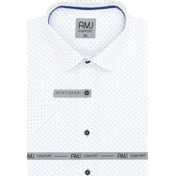 Pánská košile Košile AMJ Comfort fit s krátkým rukávem - bílá s jemným vzorem velikost: 42, délka rukávu: krátký rukáv