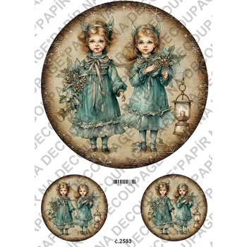 Umělecký papír Rýžový a soft papír na decoupage - Viktroriánské, retro, andělka - KB2583 Materiál: Soft, Rozměr: A4