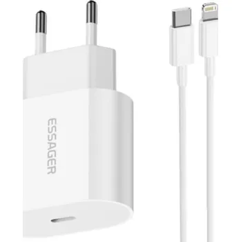 ESSAGER ES-CD30 sada adaptéru s portem USB-C a kabelu USB-C na Lightning - 20W - 1 m - bílá