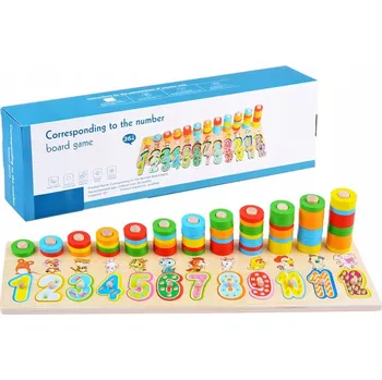 Dřevěná hračka Barevné dřevěné puzzle s čísly