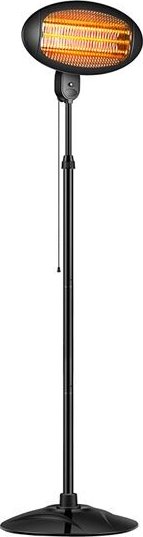 SOLIGHT IR03 Infrazářič přenosný na terasu, nastavitelný výkon 650W/1300W/2000W, nastavitelný úhel 0° - 45° a výška stojanu 180-210 cm, ovladač ovládáný provázkem, černá, IPX4