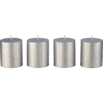 Svíčka LIVARNO home Rustikální svíčky, 4 kusy (stříbrná)