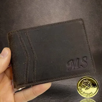 Peněženka Tvujoriginal Kožená peněženka DOLAROVKA s monogramem – malá a praktická Hnědá