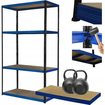 Dílenský regál Kovový regál do skladu, garáže HELIOS 180x110x45cm, 4 police, nosnost 275kg/police