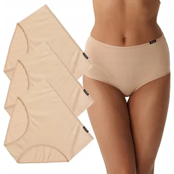 Kalhotky KALHOTKY maxi kalhotky ATLANTIC 3BLP585 s vysokým pasem, béžové, balení 3 ks *L*