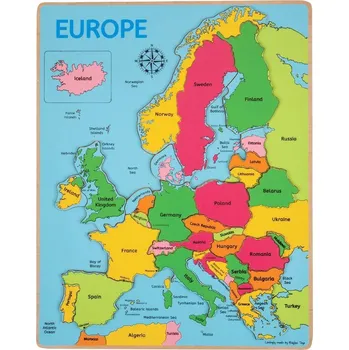 Puzzle Bigjigs Toys Dřevěné puzzle mapa Evropy 25dílků