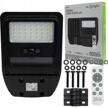 Venkovní osvětlení ULIČNÍ LAMPA ECOLIGHT 50W 800LM SOLÁRNÍ NAPÁJENÍ, SENZOR POHYBU, IP65