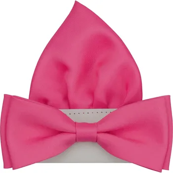 Motýlek Zářivě růžový pánský motýlek matný s kapesníčkem