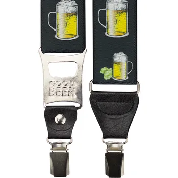 Kšandy Pivní tmavě šedé pánské kšandy s otvírákem