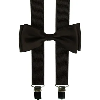 Kšandy Tmavě hnědé pánské kšandy s motýlkem