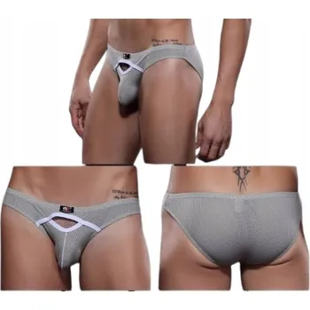 Pánské spodní prádlo Pánské slipy se síťkou a vykrojením - L