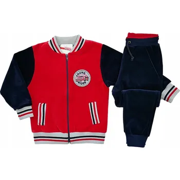 Chlapecká mikina Velurová dětská teplákovka WELUR červená bavlněná teplá bomber Revaj 92