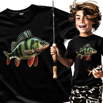 Dětské vtipné tričko pro rybáře Okoun 3D velikost 128
