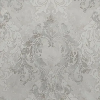 Tapeta Strukturovaná tapeta ornament GLAMOUR, zlatá s patinou, stříbro a s brokátovými třpytkami