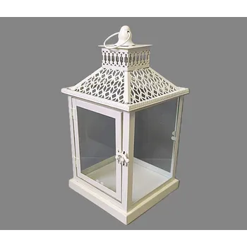 Lampička Lampa bílá kov se sklem 25140