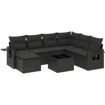 Zahradní nábytek set plast VidaXL černý 8 dílů