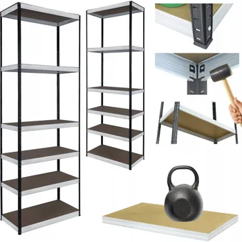 Dílenský regál Kovový regál skladový stojan HELIOS 196x45x45cm 6 polic x 175kg ZÁTĚŽOVÝ POLSKÝ