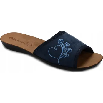 Dámské pantofle Dámské PANTOFLE (Pantofle) INBLU - Ploché, kožená stélka, pohodlné domácí obutí, NÁMOŘNICKÁ MODRÁ (Tmavě modrá) barva, velikost 39
